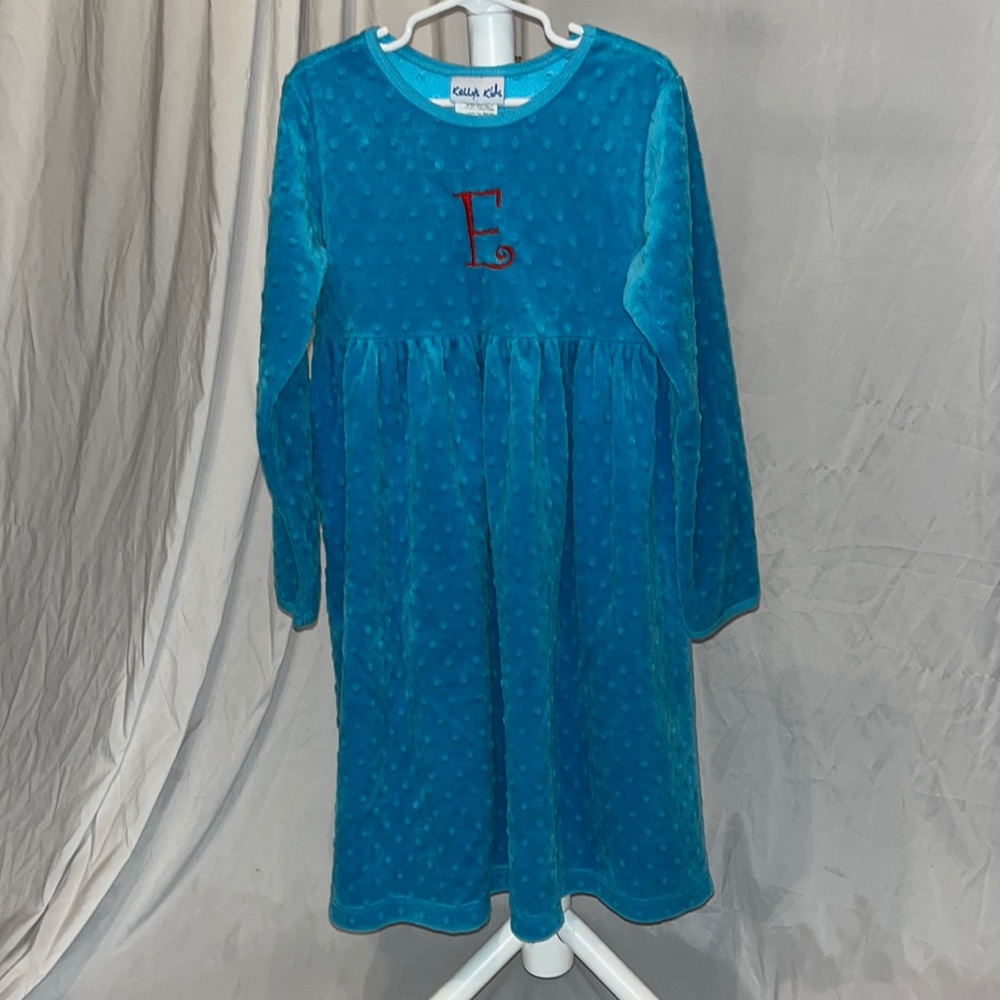 E monogram Ocean Blue Minky Dress